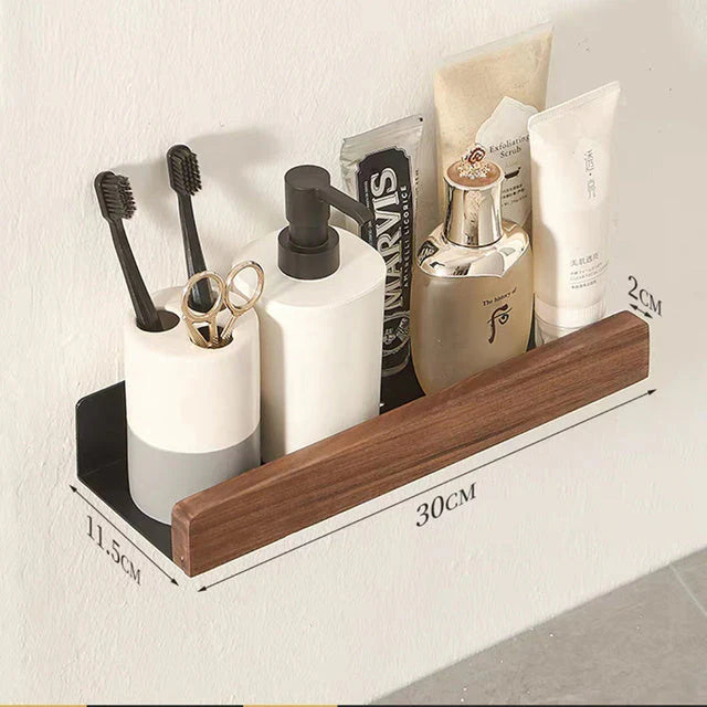 Solid Wood Bathroom Non-perforated Shelves